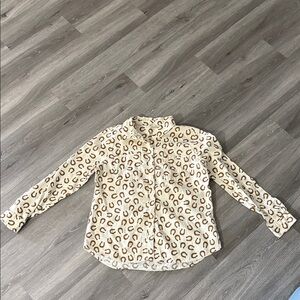 Cato Kids Cream and Brown Leopard Print Button Down Shirt